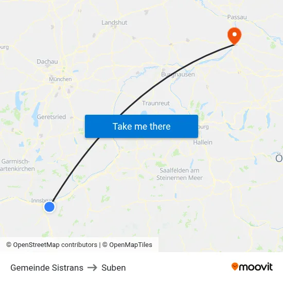 Gemeinde Sistrans to Suben map