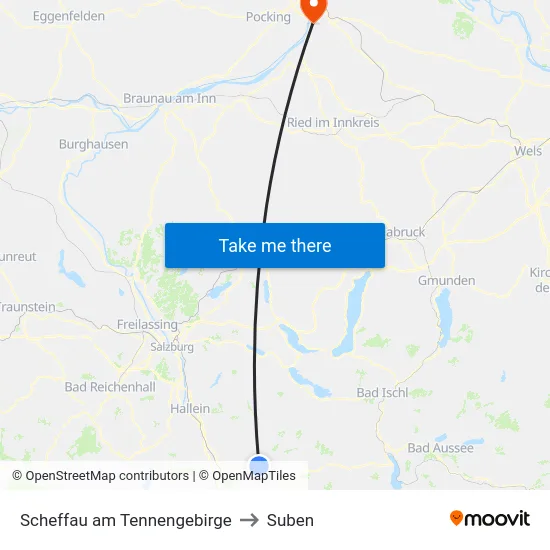 Scheffau am Tennengebirge to Suben map