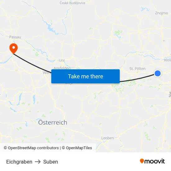 Eichgraben to Suben map