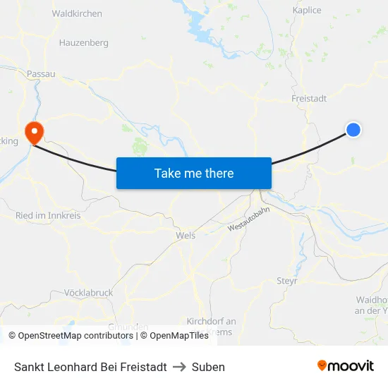 Sankt Leonhard Bei Freistadt to Suben map