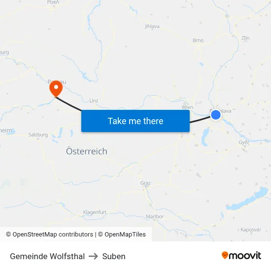 Gemeinde Wolfsthal to Suben map