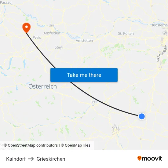 Kaindorf to Grieskirchen map