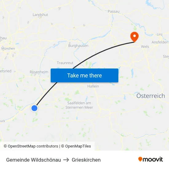 Gemeinde Wildschönau to Grieskirchen map