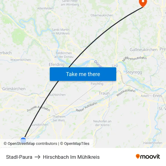 Stadl-Paura to Hirschbach Im Mühlkreis map