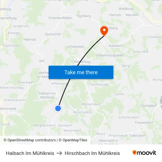 Haibach Im Mühlkreis to Hirschbach Im Mühlkreis map