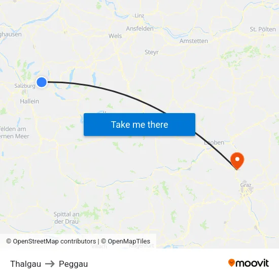 Thalgau to Peggau map
