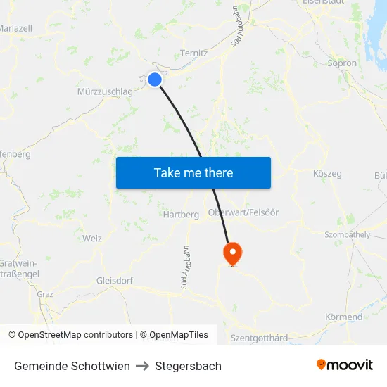 Gemeinde Schottwien to Stegersbach map