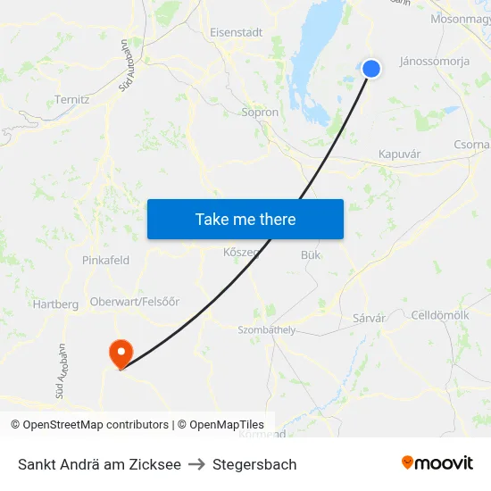 Sankt Andrä am Zicksee to Stegersbach map