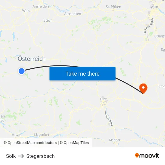 Sölk to Stegersbach map