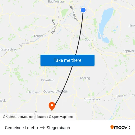 Gemeinde Loretto to Stegersbach map