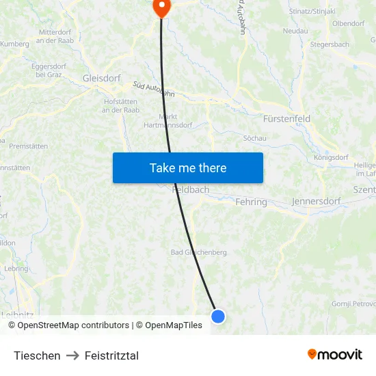 Tieschen to Feistritztal map