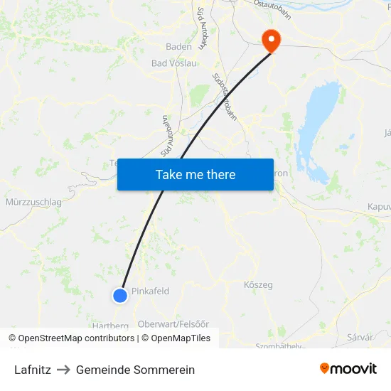 Lafnitz to Gemeinde Sommerein map