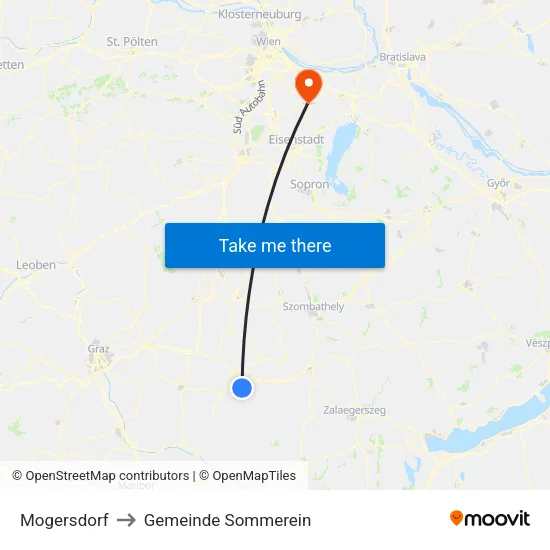 Mogersdorf to Gemeinde Sommerein map