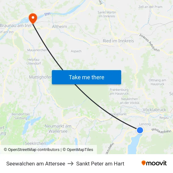 Seewalchen am Attersee to Sankt Peter am Hart map