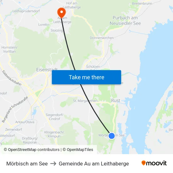 Mörbisch am See to Gemeinde Au am Leithaberge map
