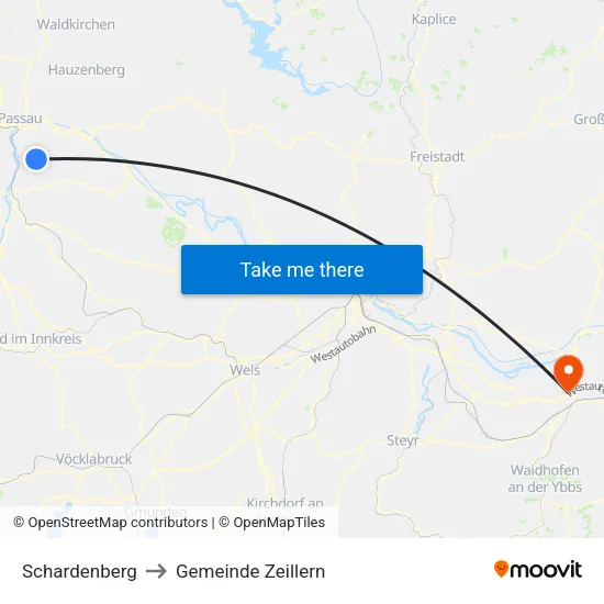 Schardenberg to Gemeinde Zeillern map