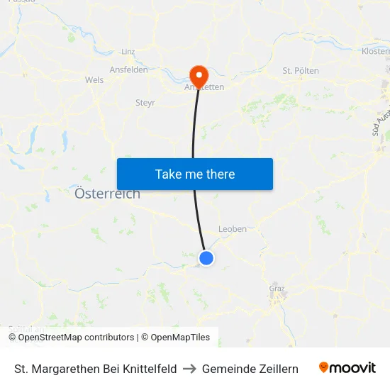 St. Margarethen Bei Knittelfeld to Gemeinde Zeillern map