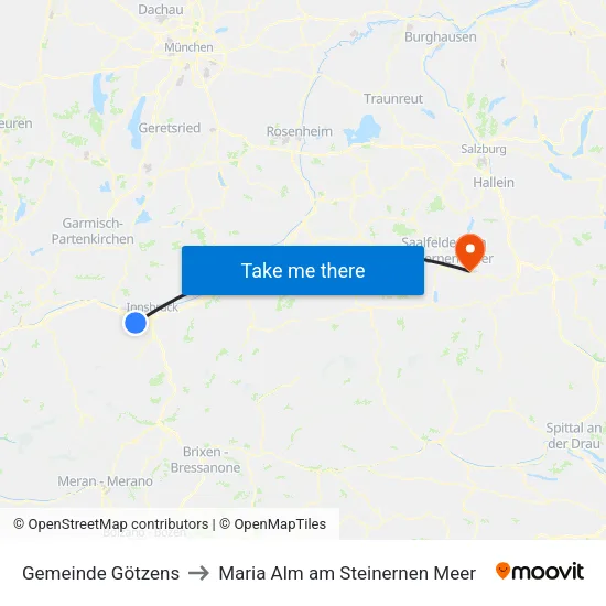 Gemeinde Götzens to Maria Alm am Steinernen Meer map