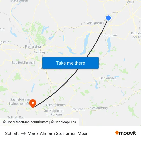 Schlatt to Maria Alm am Steinernen Meer map