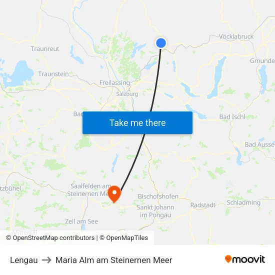 Lengau to Maria Alm am Steinernen Meer map