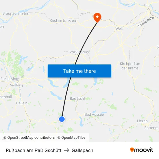 Rußbach am Paß Gschütt to Gallspach map