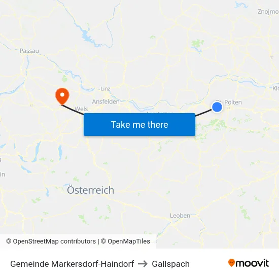 Gemeinde Markersdorf-Haindorf to Gallspach map