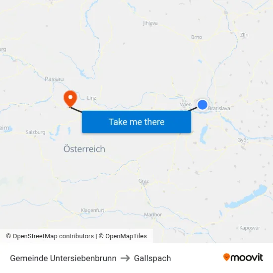 Gemeinde Untersiebenbrunn to Gallspach map