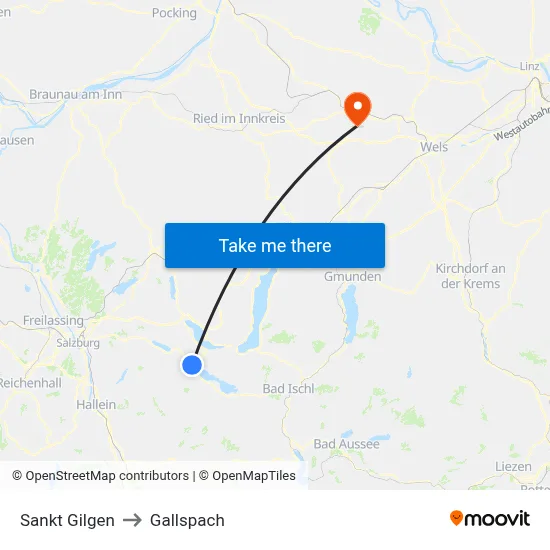 Sankt Gilgen to Gallspach map