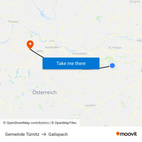 Gemeinde Türnitz to Gallspach map
