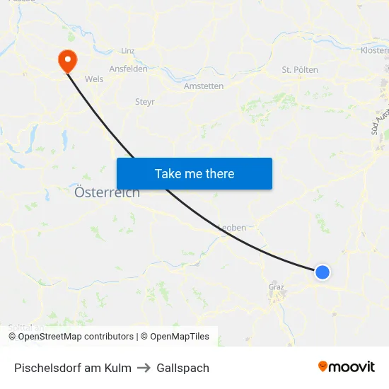 Pischelsdorf am Kulm to Gallspach map
