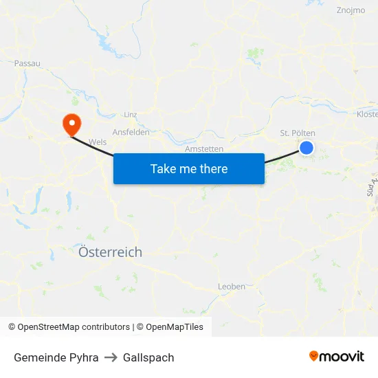 Gemeinde Pyhra to Gallspach map