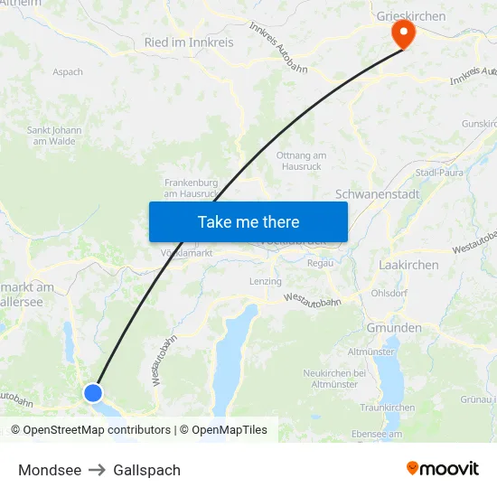 Mondsee to Gallspach map