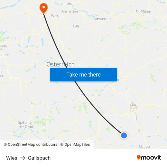 Wies to Gallspach map