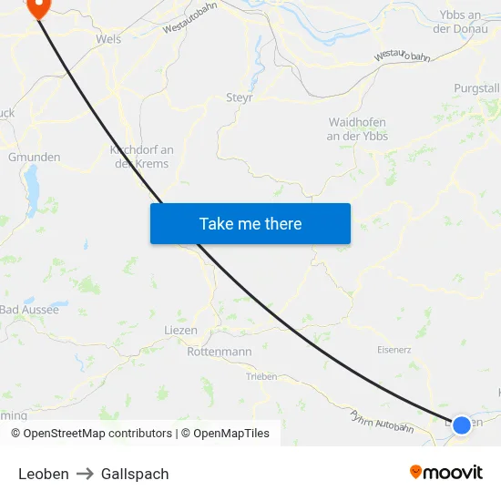 Leoben to Gallspach map