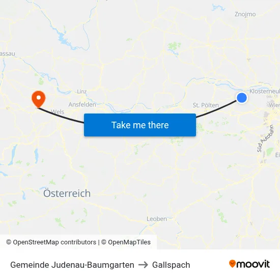 Gemeinde Judenau-Baumgarten to Gallspach map