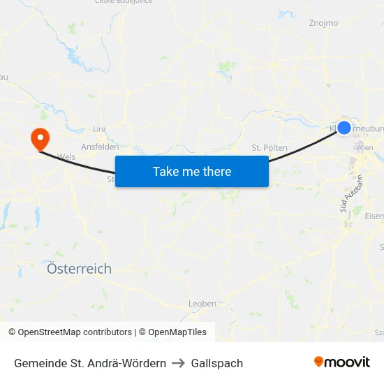 Gemeinde St. Andrä-Wördern to Gallspach map