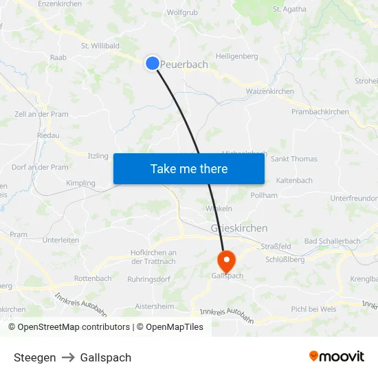 Steegen to Gallspach map