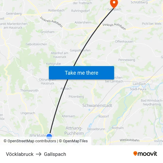 Vöcklabruck to Gallspach map