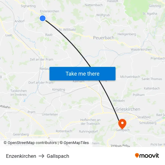Enzenkirchen to Gallspach map