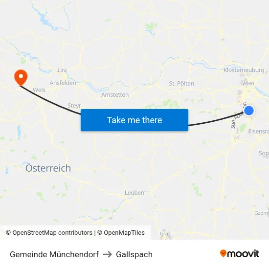 Gemeinde Münchendorf to Gallspach map