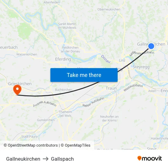 Gallneukirchen to Gallspach map