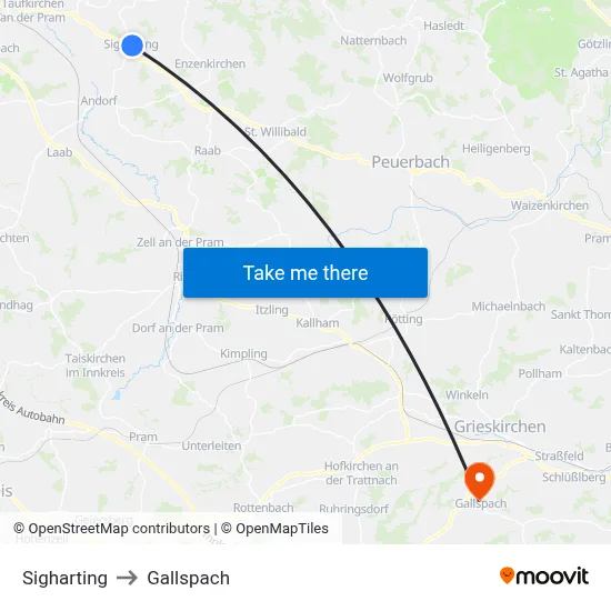 Sigharting to Gallspach map