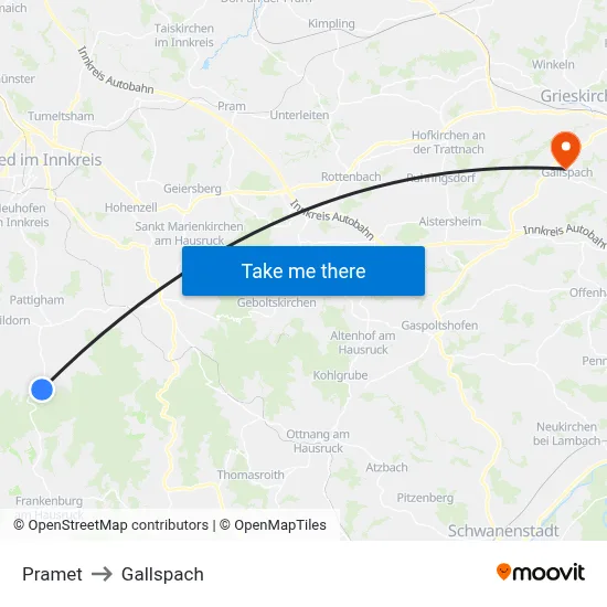 Pramet to Gallspach map