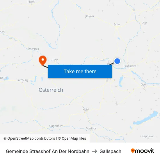 Gemeinde Strasshof An Der Nordbahn to Gallspach map