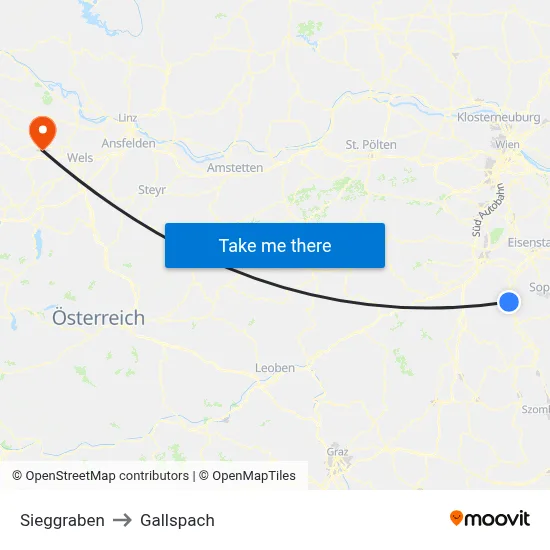 Sieggraben to Gallspach map