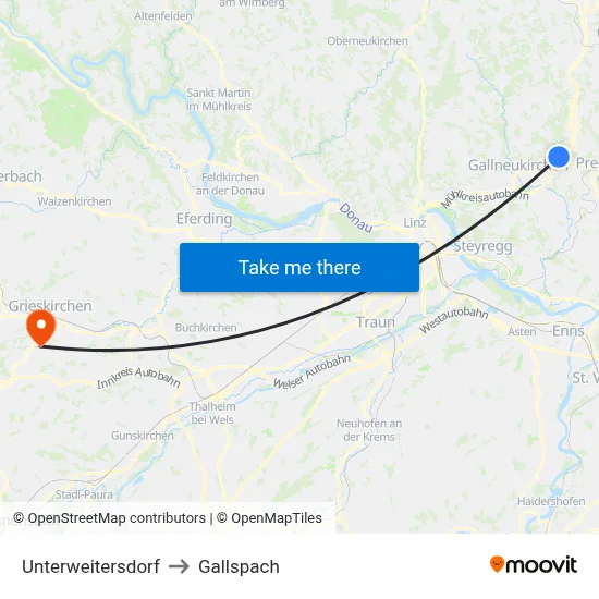 Unterweitersdorf to Gallspach map