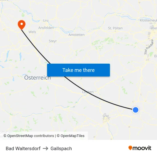 Bad Waltersdorf to Gallspach map
