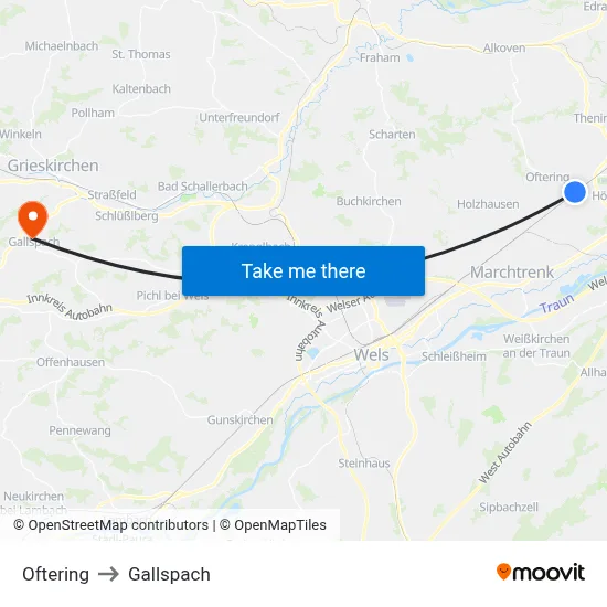 Oftering to Gallspach map