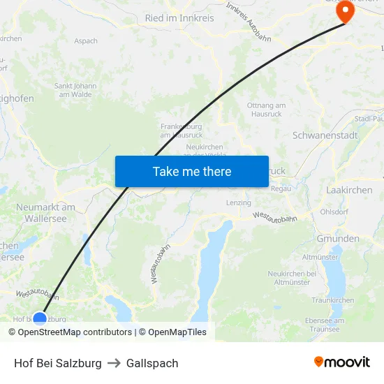 Hof Bei Salzburg to Gallspach map