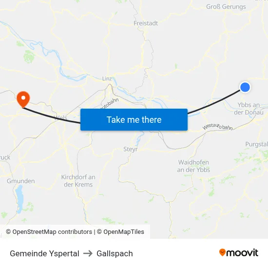Gemeinde Yspertal to Gallspach map